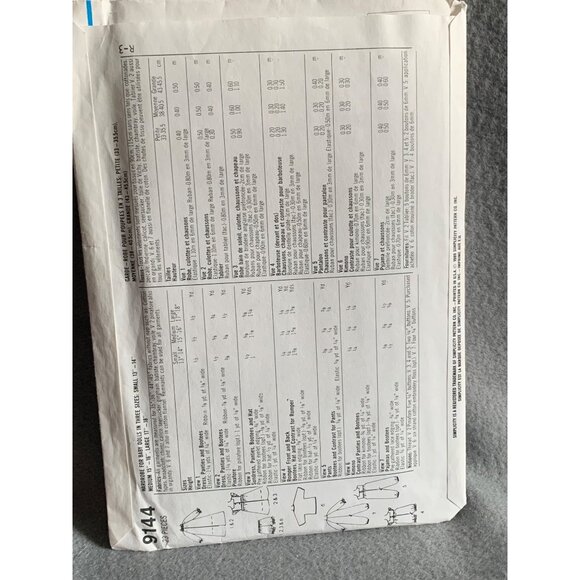 Simplicity Crafts 9144 Baby Doll Clothes Pattern Size 17" 18" Doll 1989 - Picture 2 of 3